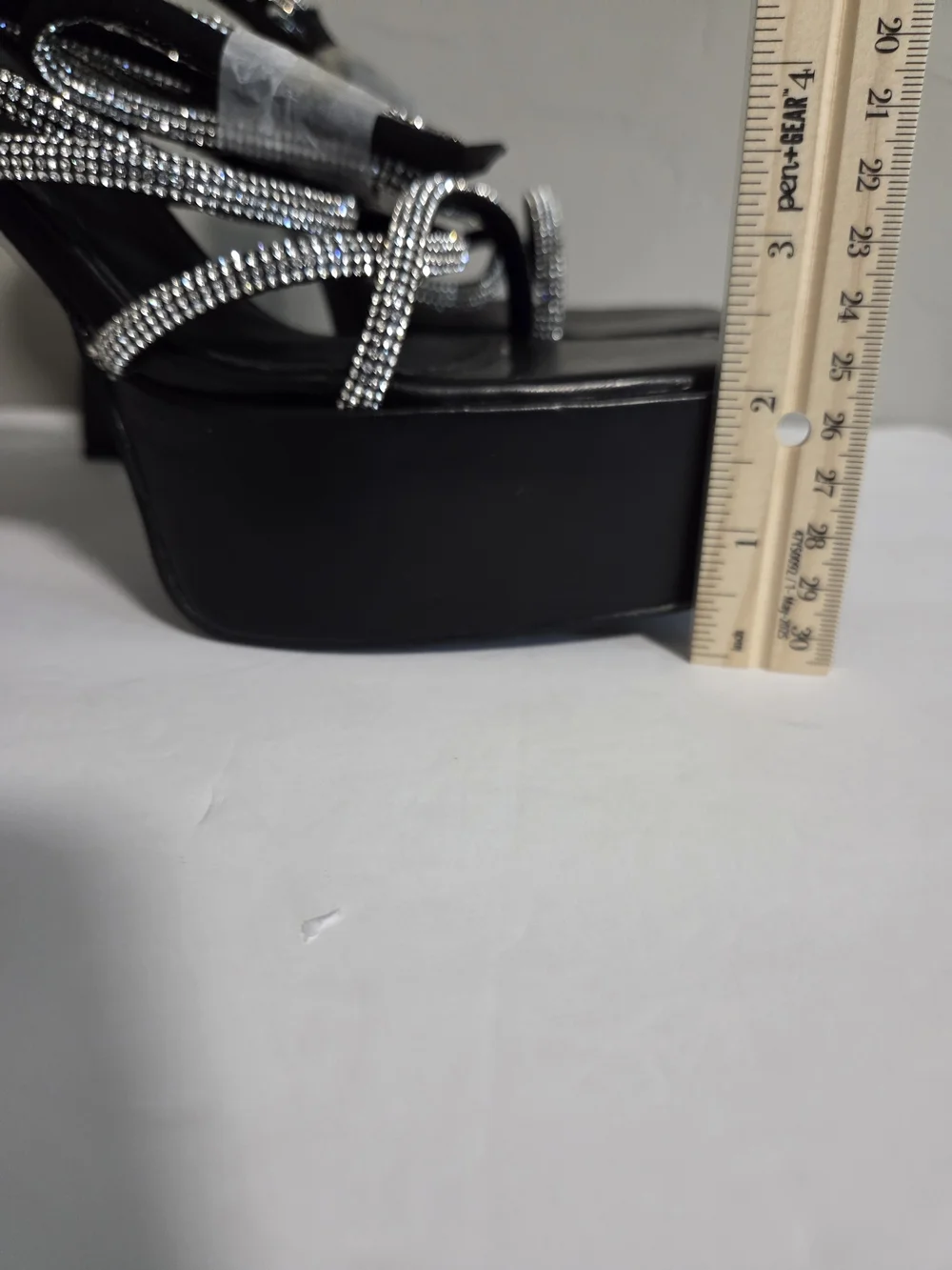 Cape Robbin Black Rhinestone Strappy Platform Heels Size 10